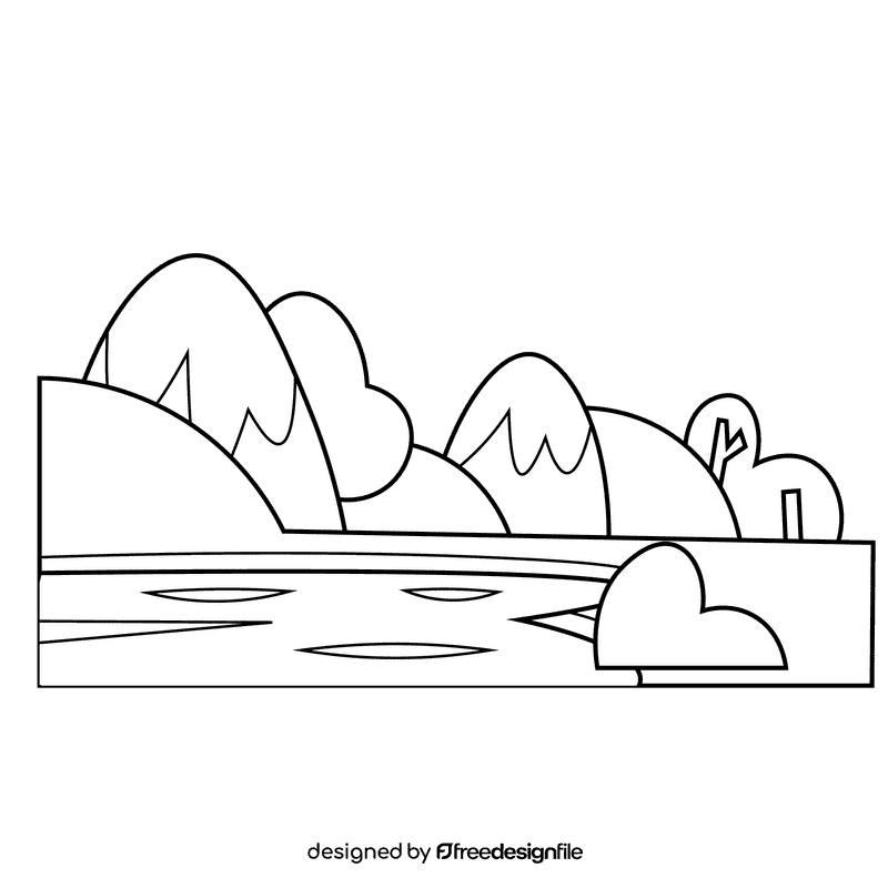 Hill mountains black and white clipart