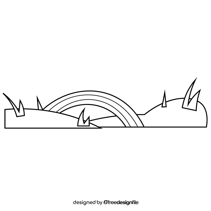 Hill rainbow black and white clipart