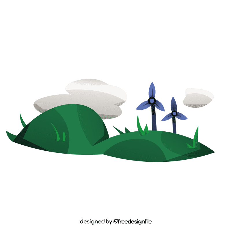 Hill wind turbines clipart