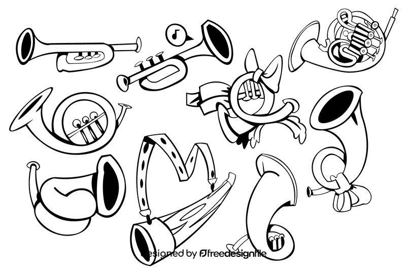 Horn black and white vector