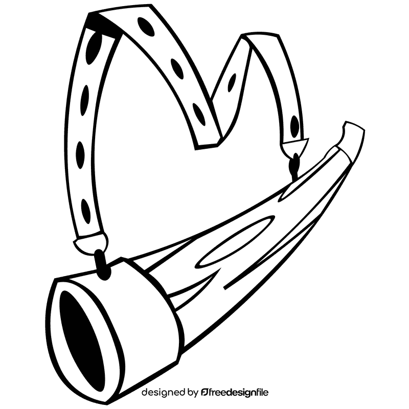 Horn old school black and white clipart
