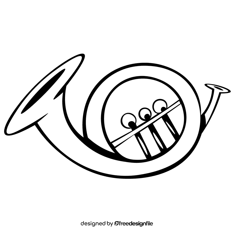 Horn round spin black and white clipart