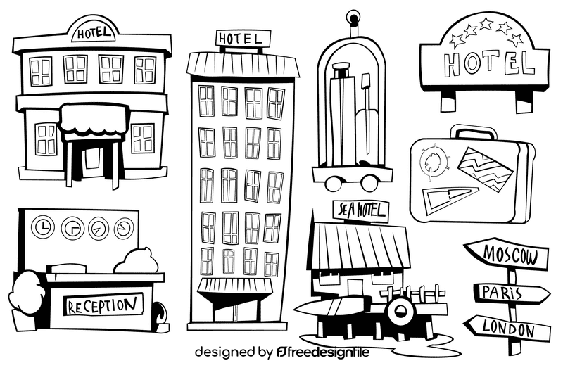 Hotel black and white vector
