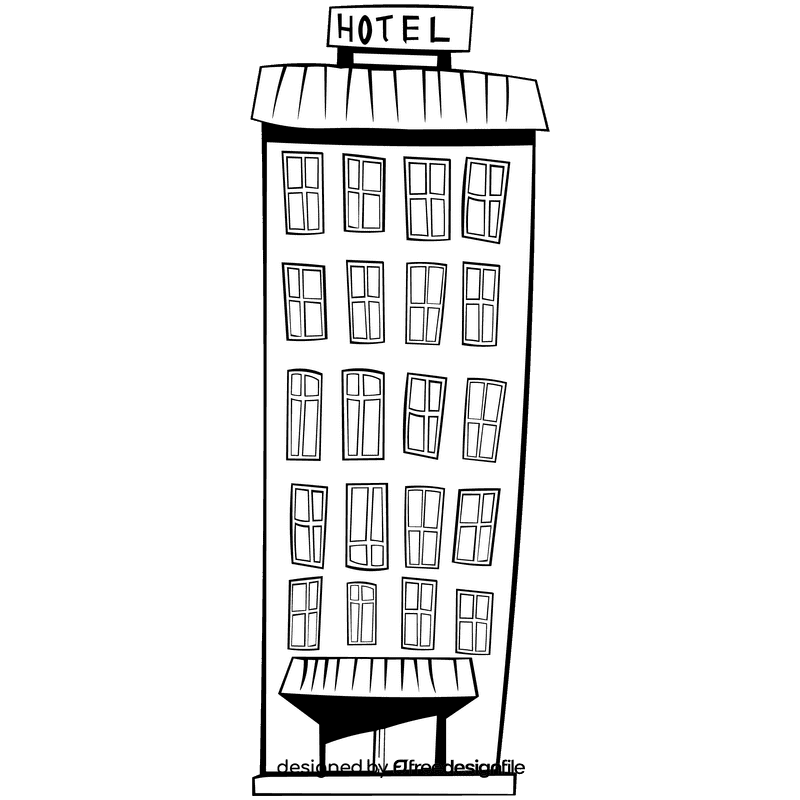 Hotel big black and white clipart