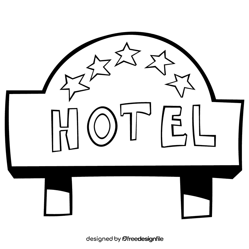 Hotel five stars black and white clipart