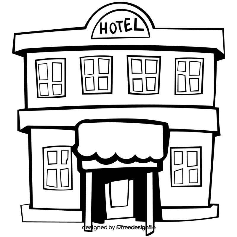 Hotel old black and white clipart
