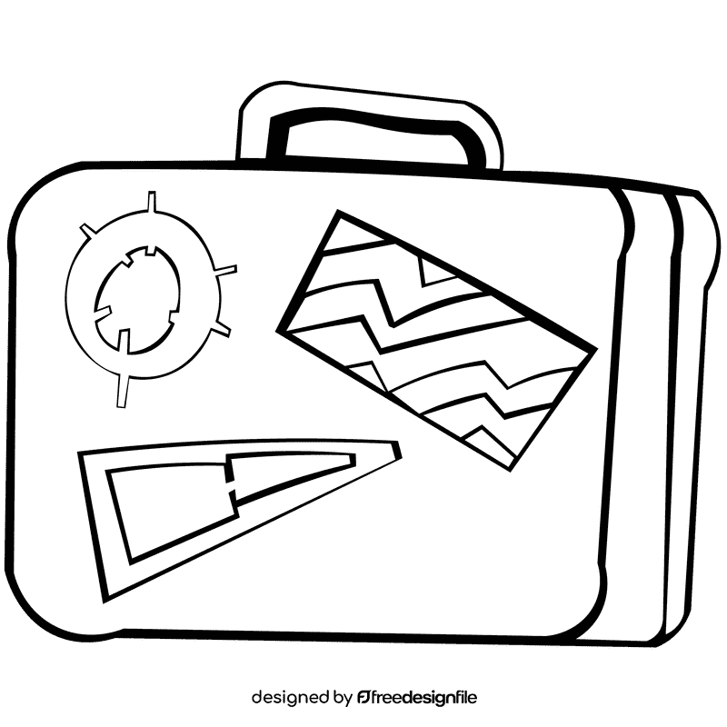 Hotel suitcase black and white clipart