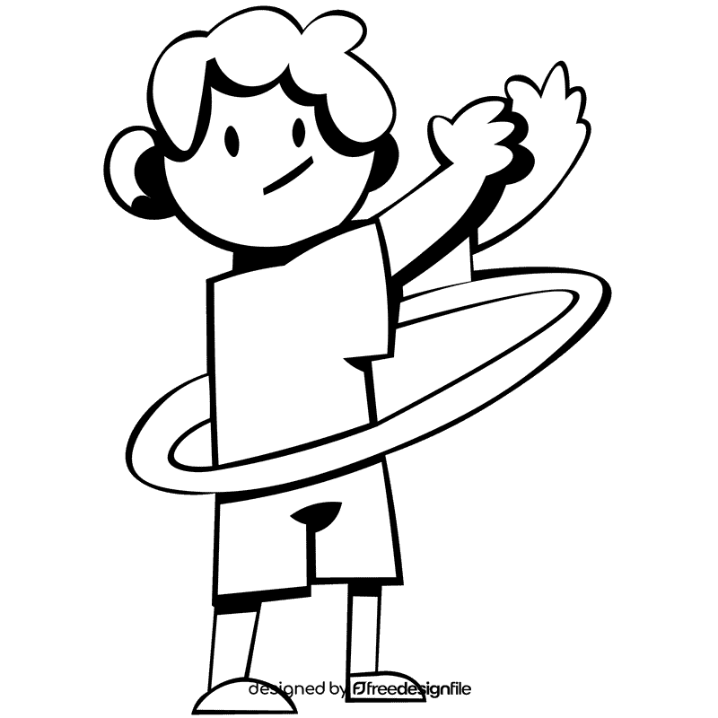 Hula hoop boy black and white clipart
