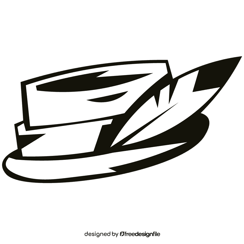 Hunting hat feather black and white clipart