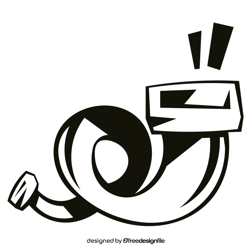 Hunting horn black and white clipart