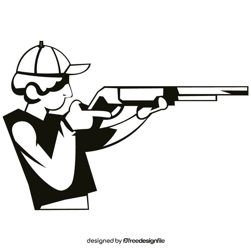 Hunting hunter black and white clipart