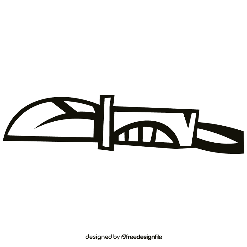 Hunting knife black and white clipart