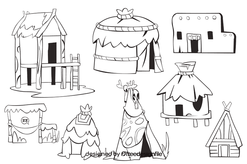 Hut black and white vector