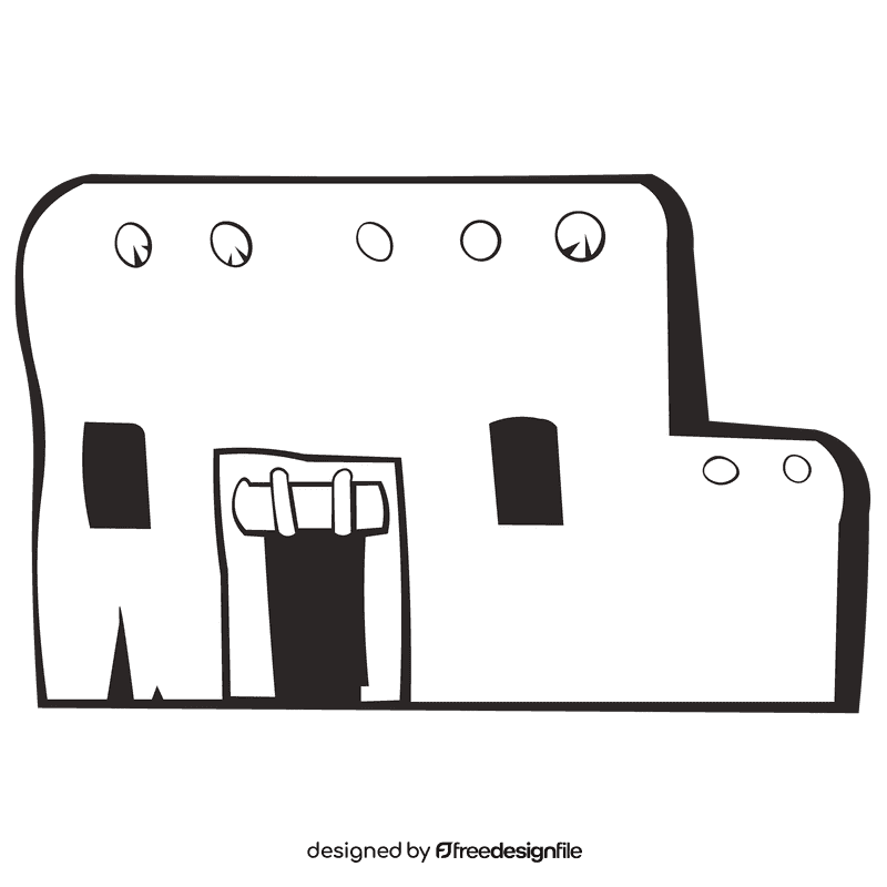 Hut eastern house black and white clipart