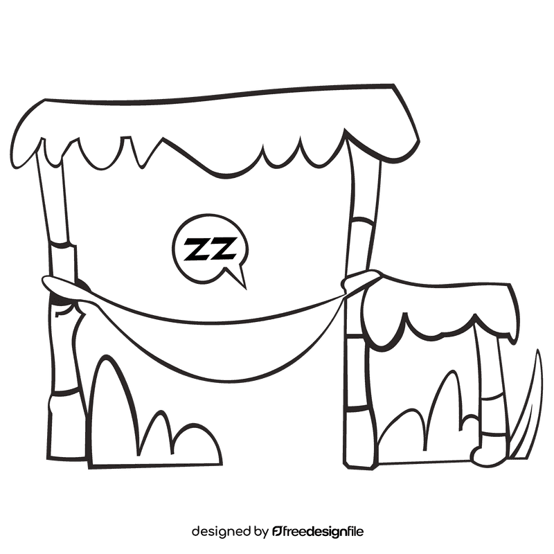 Hut hammock black and white clipart