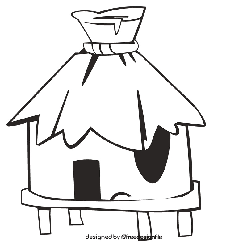 Hut hut black and white clipart