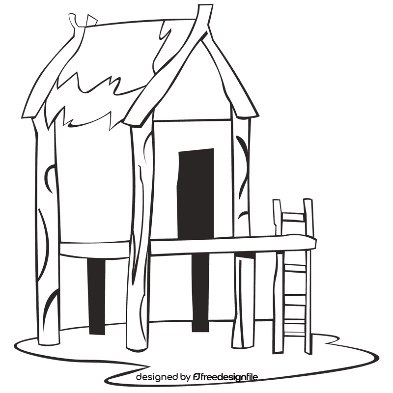 Hut piles black and white clipart