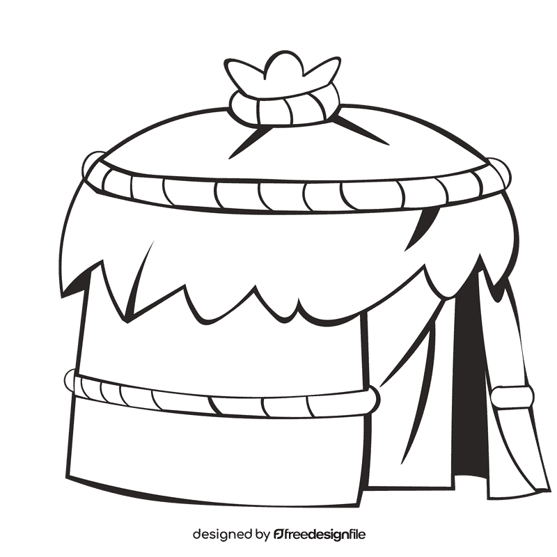 Hut yurt black and white clipart
