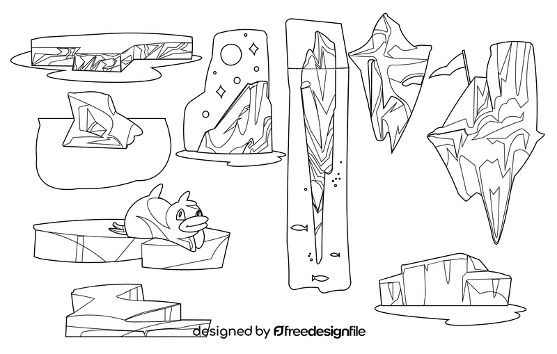 Iceberg black and white vector