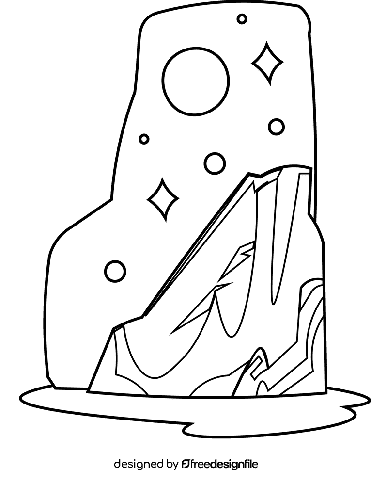 Iceberg night black and white clipart