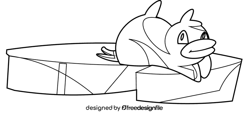 Iceberg penguin black and white clipart