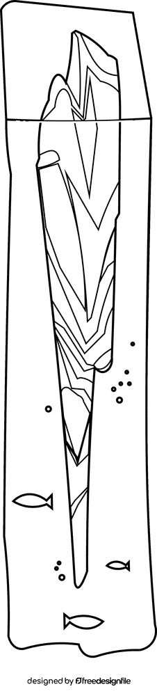 Iceberg long black and white clipart