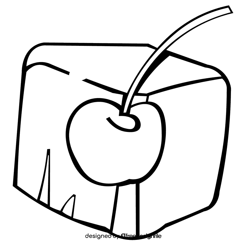 Ice cube cherry black and white clipart