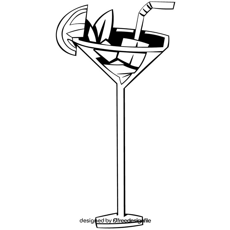 Ice cube coctail black and white clipart