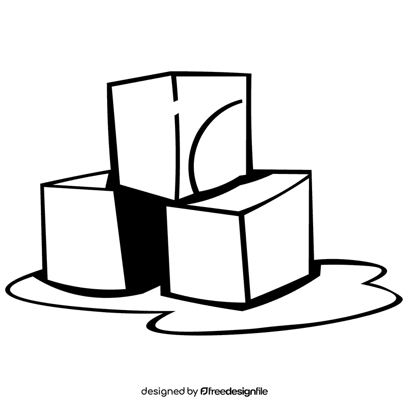 Ice cube cubes black and white clipart