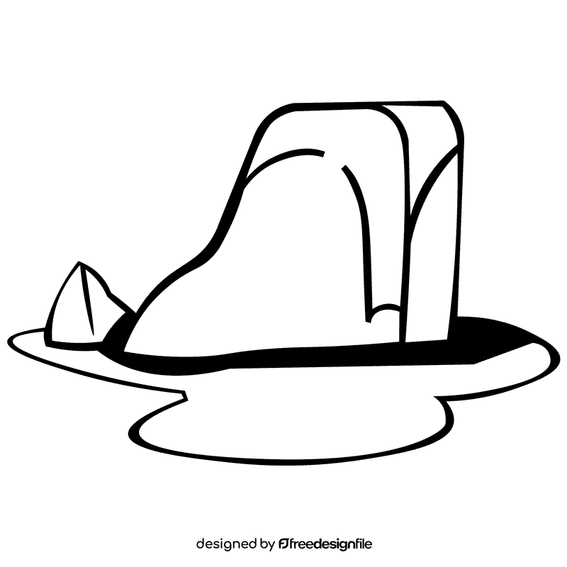 Ice cube melted black and white clipart