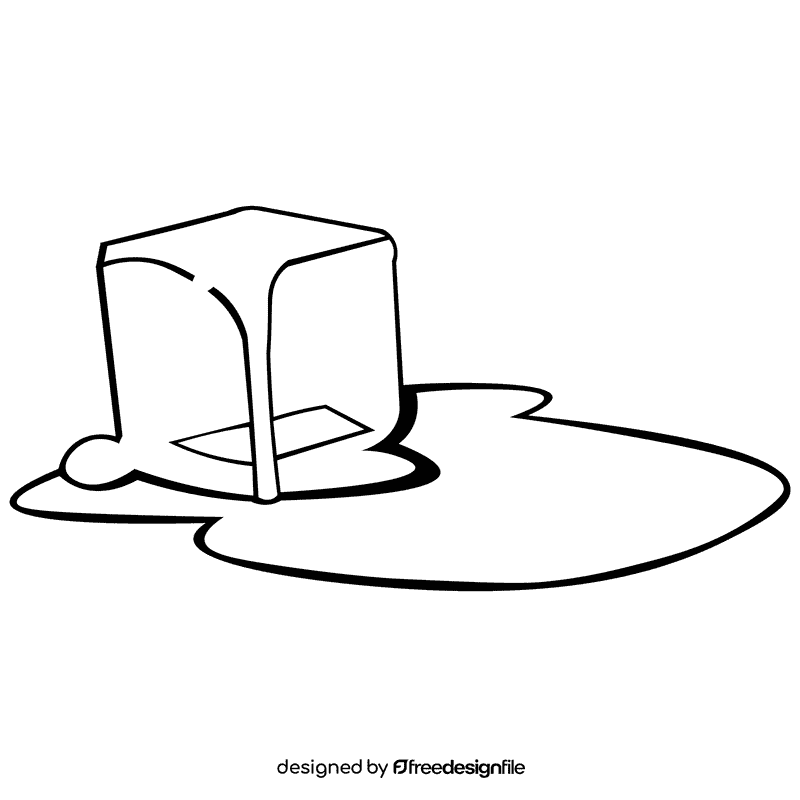 Ice cube water black and white clipart