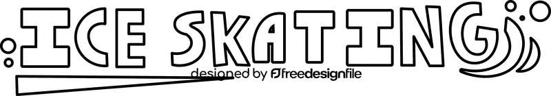 Ice skating black and white clipart