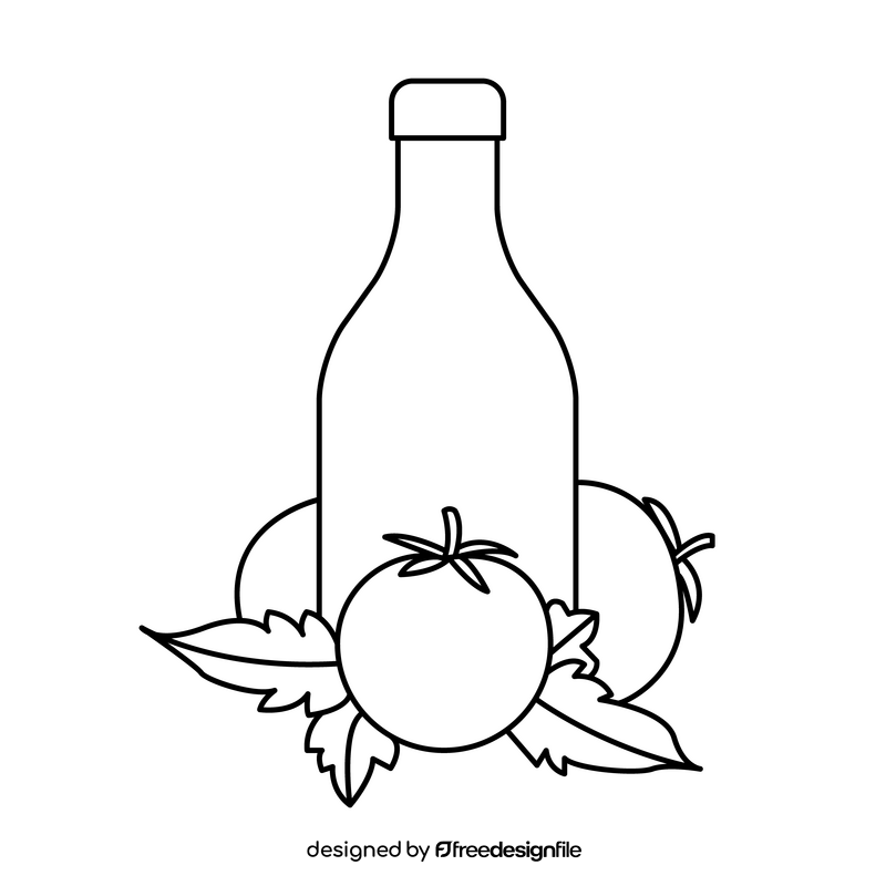 Tomato juice bottle black and white clipart