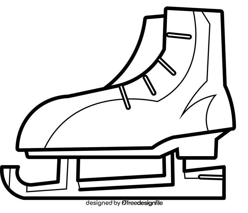 Ice skating shoe black and white clipart