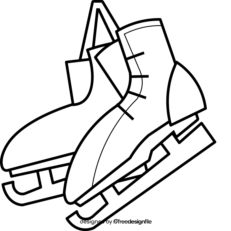 Ice skating shoes black and white clipart