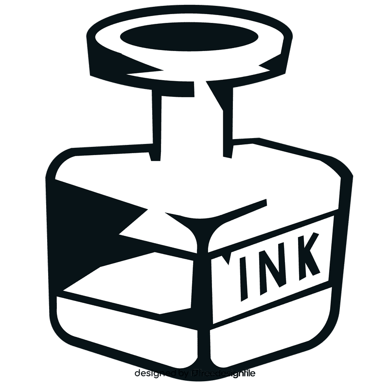 Ink cube bottle black and white clipart