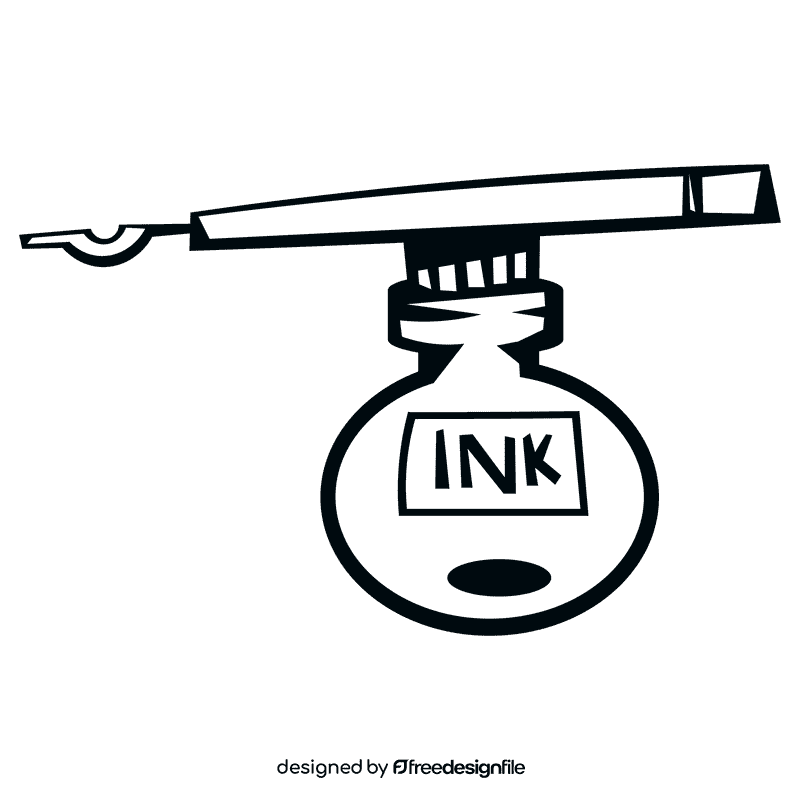 Ink ink and pen black and white clipart
