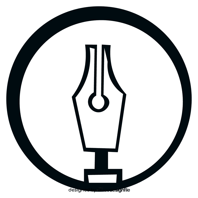 Ink pen head black and white clipart