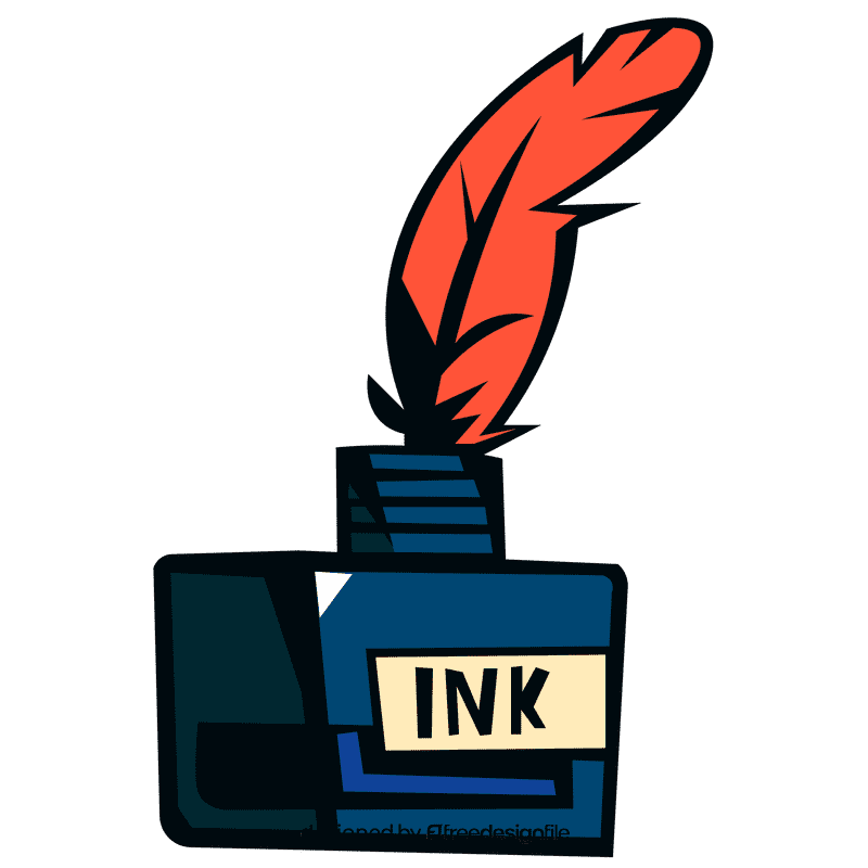 Ink quill and bottle clipart