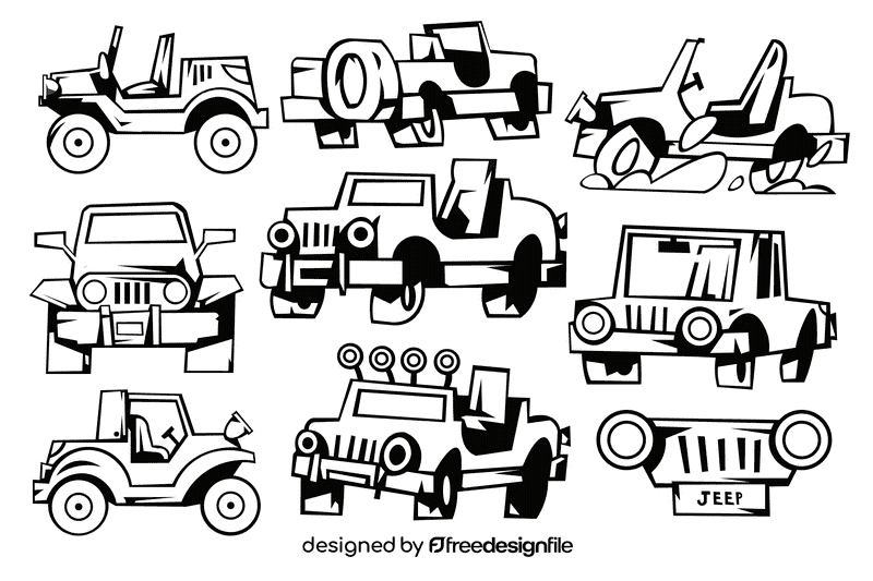 Jeep black and white vector