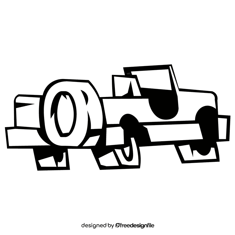 Jeep back black and white clipart