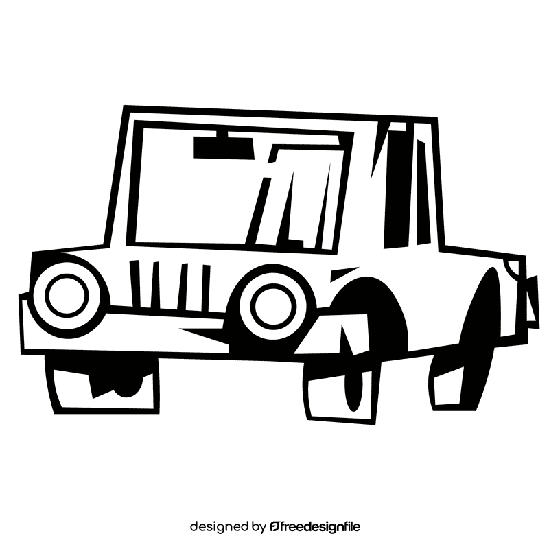 Jeep closed top black and white clipart
