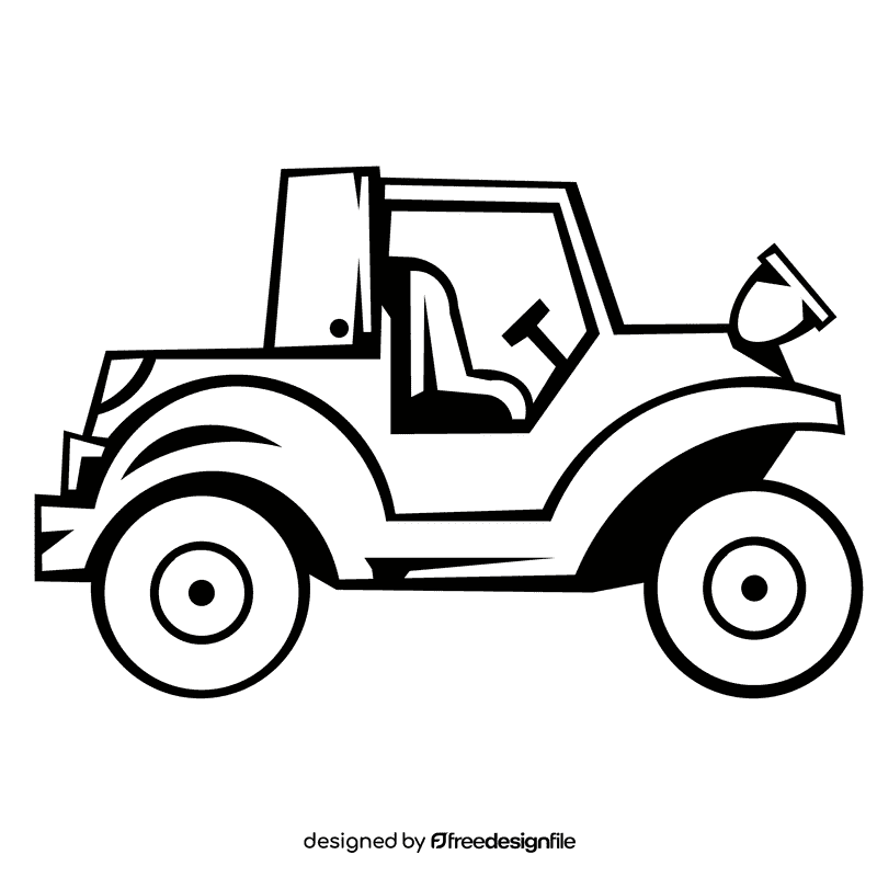 Jeep covered black and white clipart
