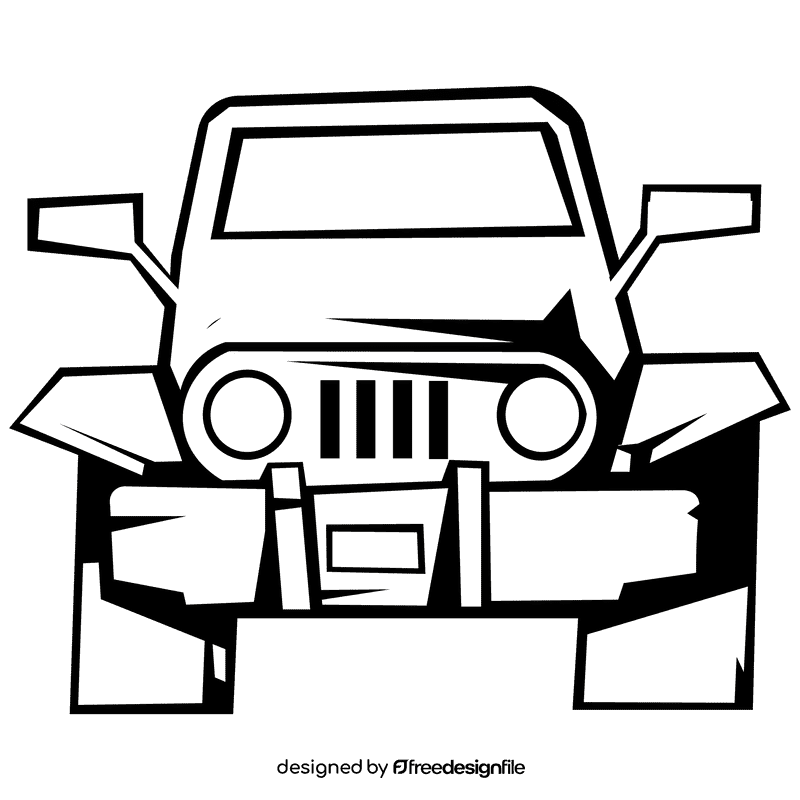 Jeep front black and white clipart