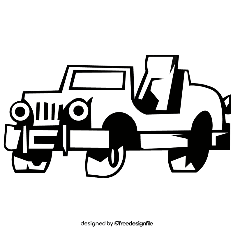 Jeep black and white clipart