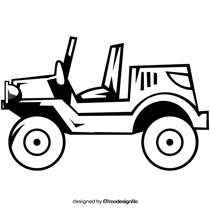 Jeep profile black and white clipart