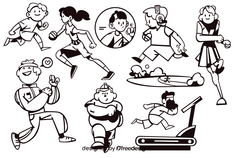 Jogging black and white vector