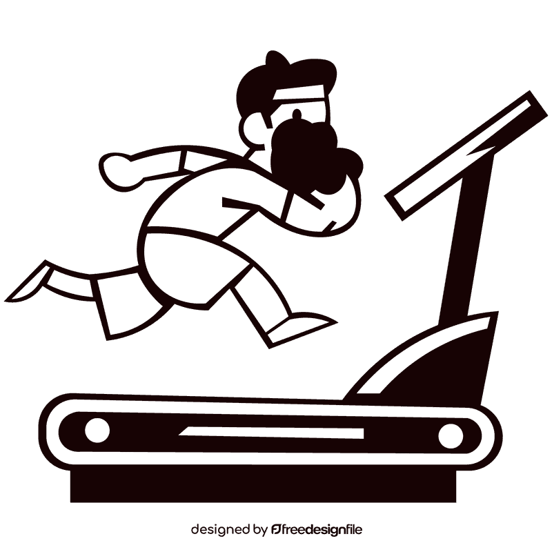 Jogging beard black and white clipart