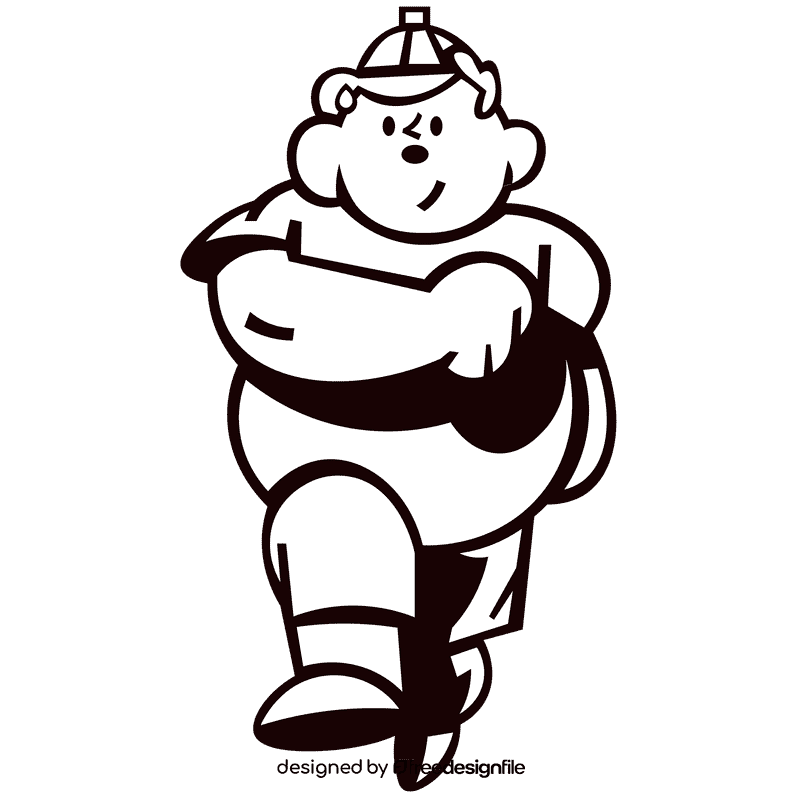 Jogging fat black and white clipart