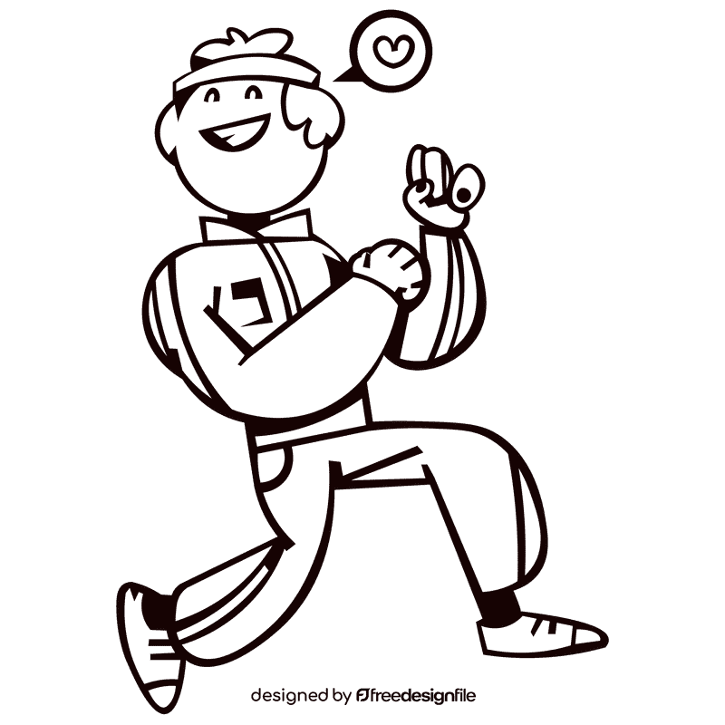 Jogging heart black and white clipart